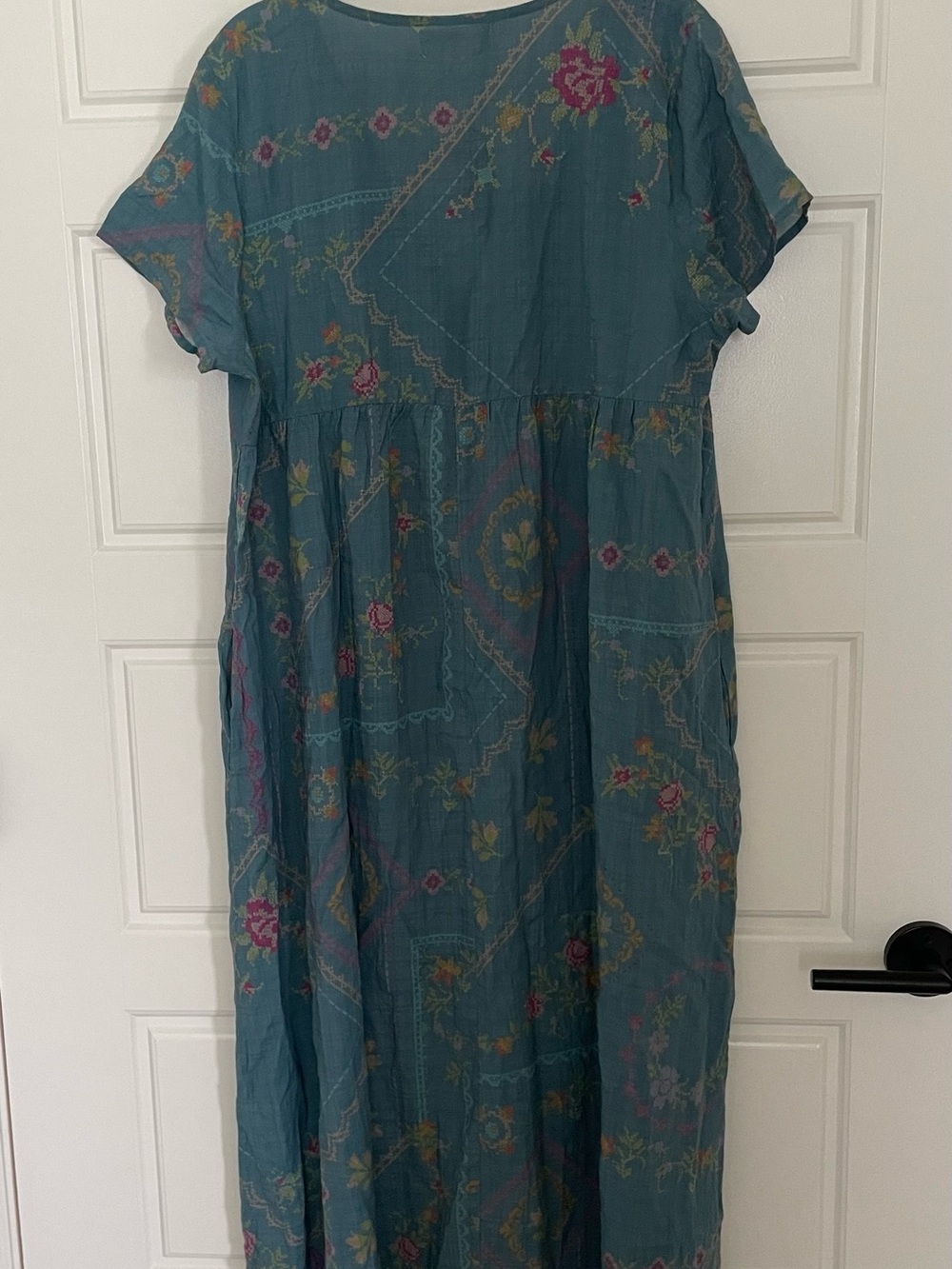 NATURAL LIFE Teal Floral Button-Front Maxi Dress - Picture 4 of 9